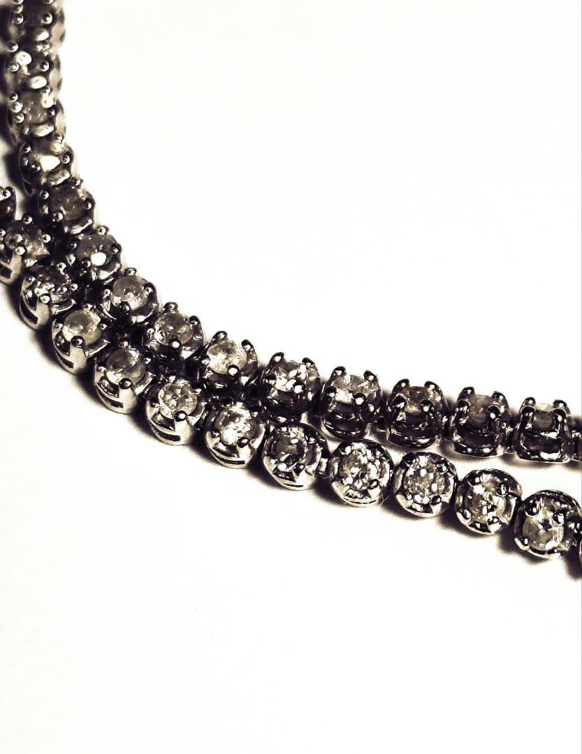 K14WG 天然ダイヤ1.00ct フルエタニティ テニスブレスレット3.9ｇ