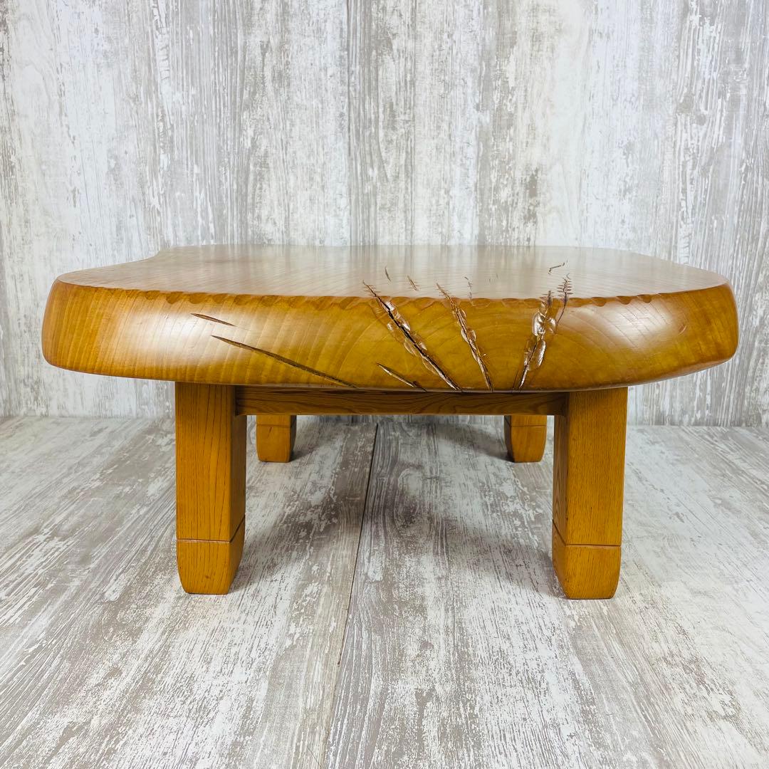 昭和レトロ 木製 天然木 一枚板 脚付き 座卓 センターテーブル 古家具