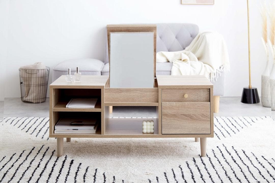 〇ドレッサーテーブル　ナチュラル　スライドレール付き　幅85cm