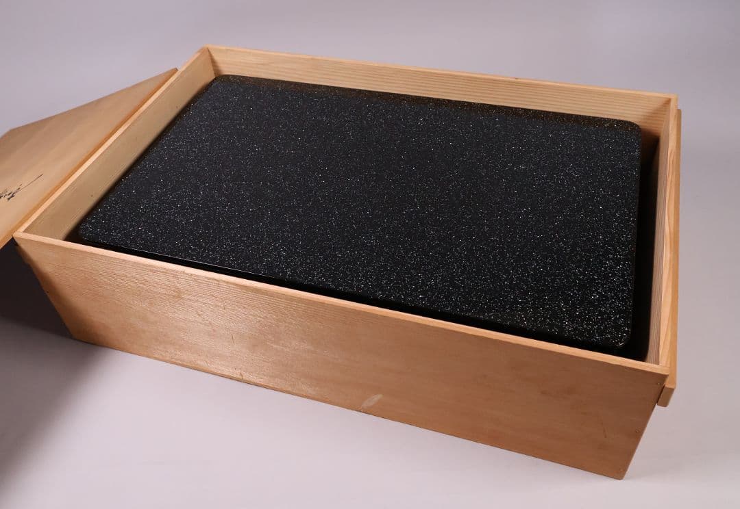 輪島塗 若島量平 青貝梨子地 花台 57×36cm 共箱 木製 平卓【MB62】