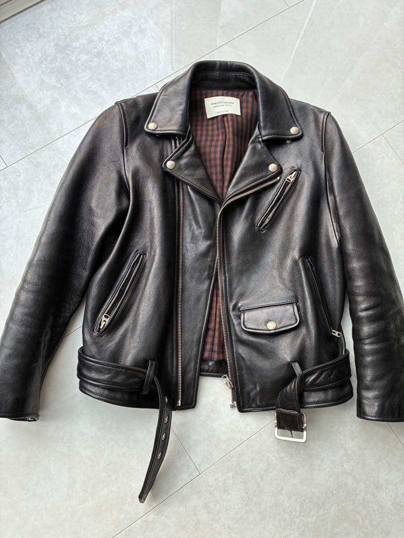 beautiful people ブラックレザーライダースジャケット
