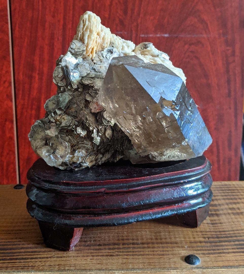 天然 水晶 原石 銀雲 母 曹長 石 付