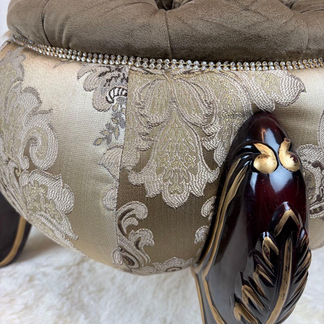 送料無料 アンティーク調チェア フットスツール 椅子 オットマン 猫脚 猫足