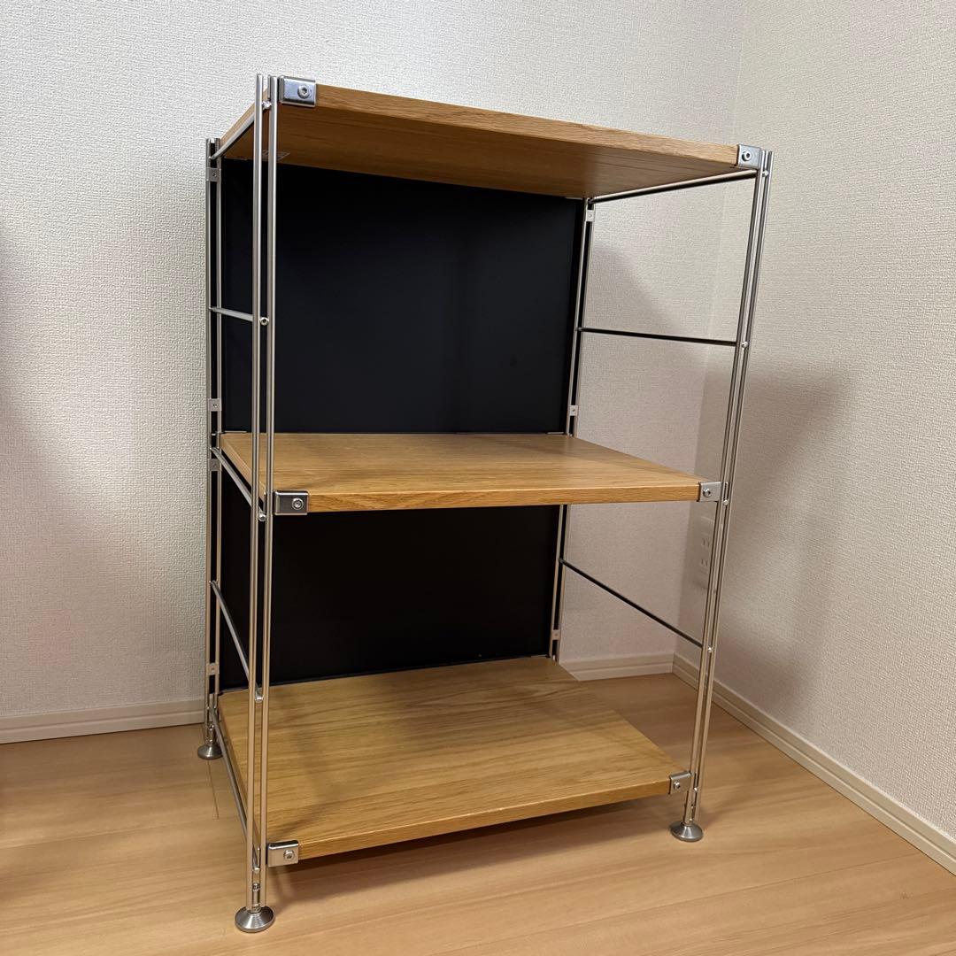 無印良品 ステンレスユニットシェルフ オーク材 バックパネル付き