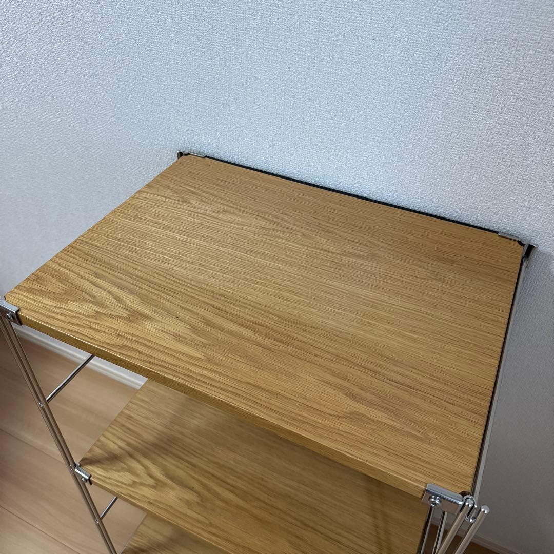 無印良品 ステンレスユニットシェルフ オーク材 バックパネル付き