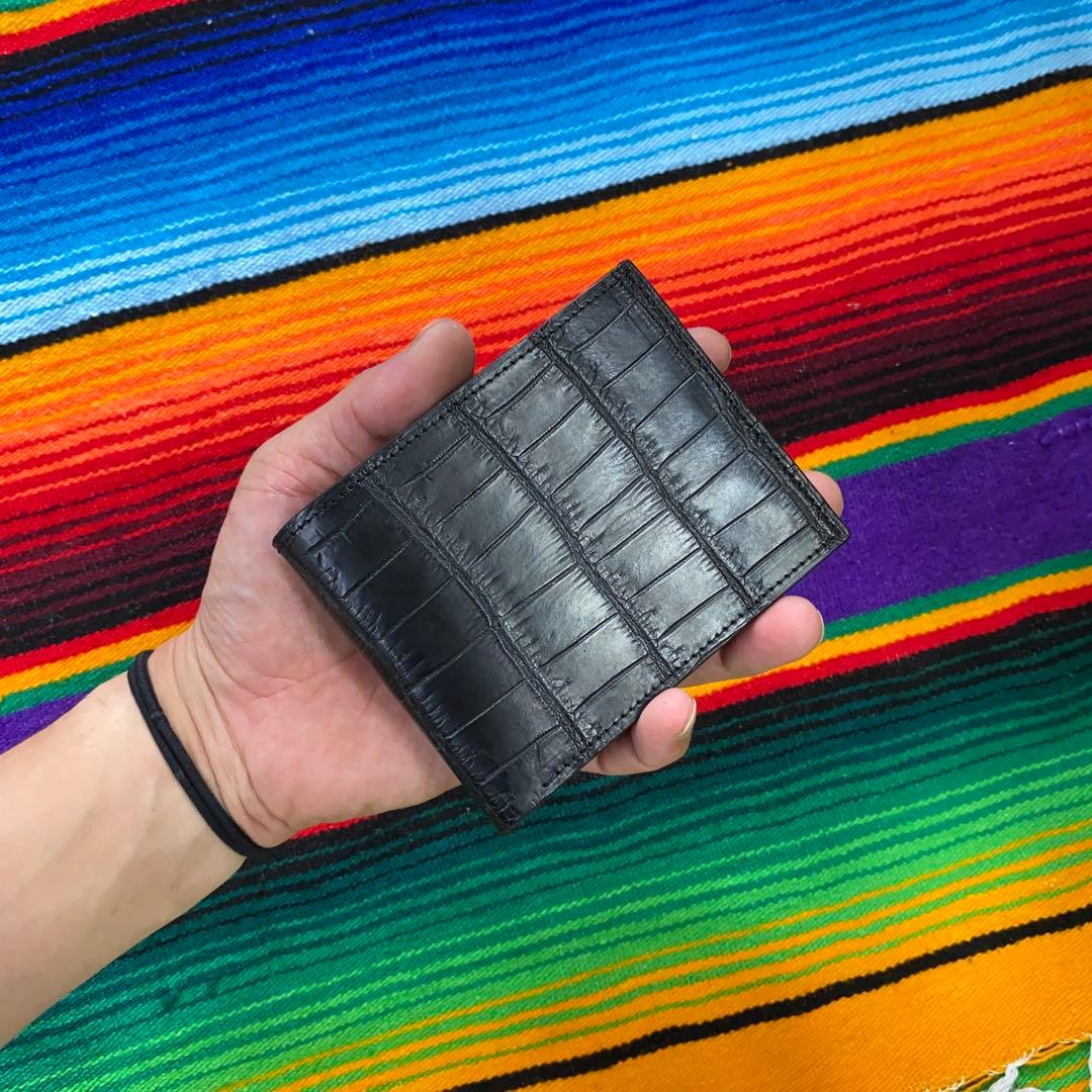 二つ折り財布　クロコダイルレザー ハンドメイド ※B級品