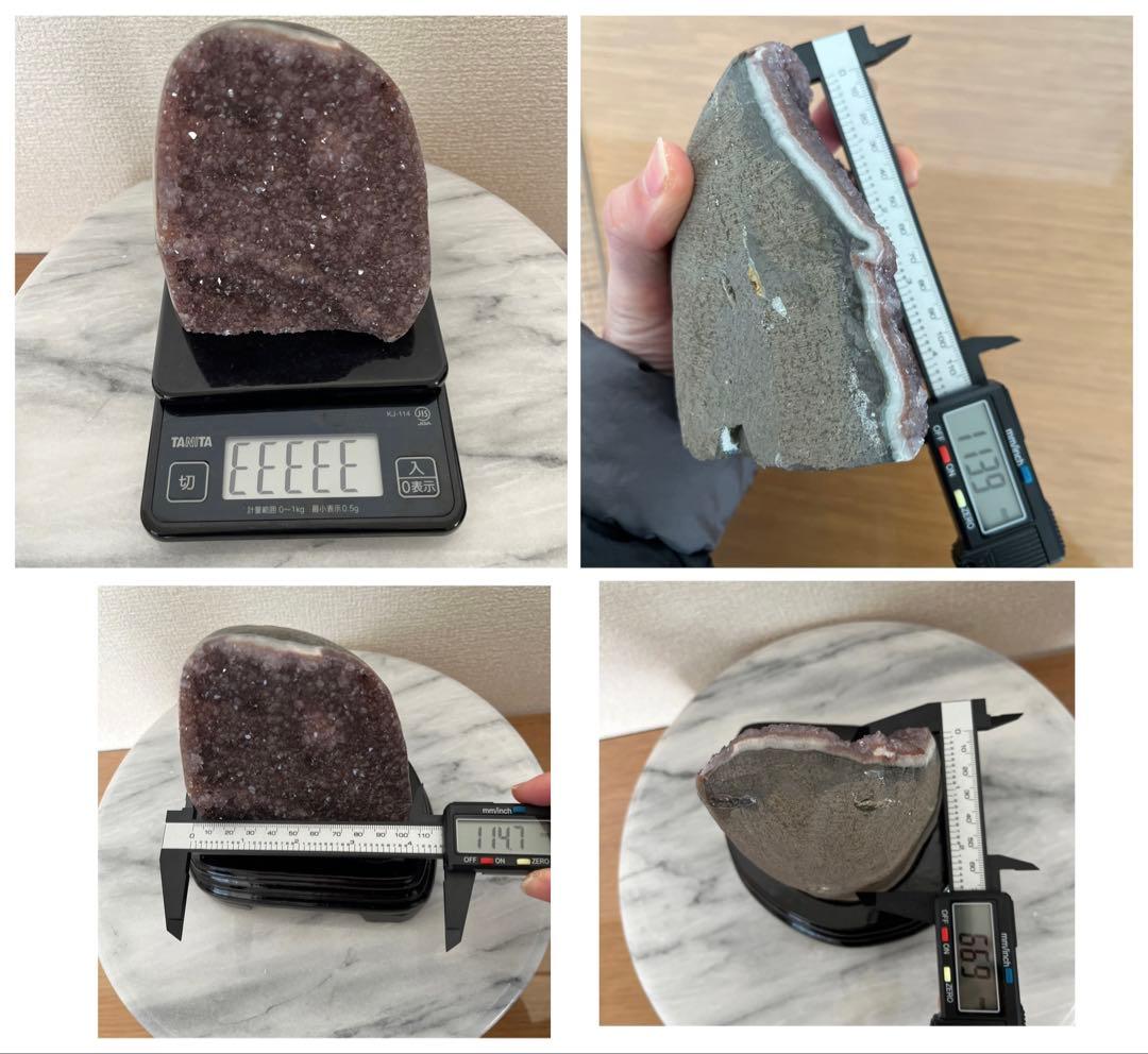 【天然石】⑤アメジストドーム　ジオード 原石 1kg以上 木製台座付き 紫水晶