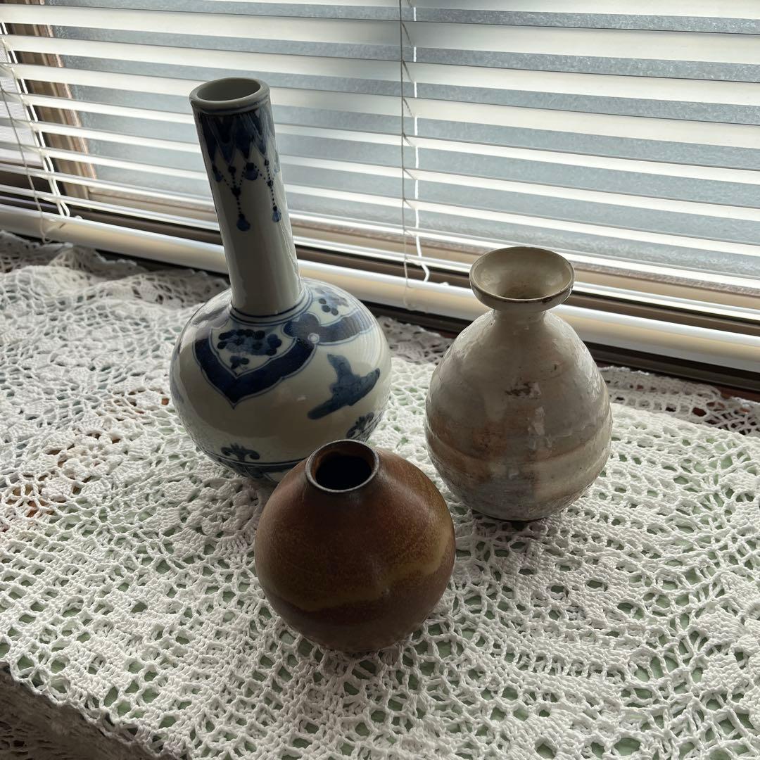 山本長左 藍九谷 花器ほか　計３点