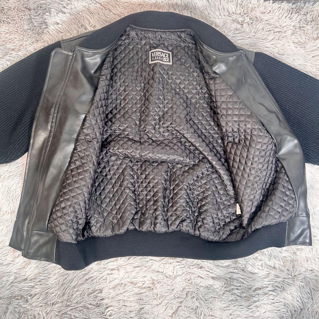 ヴェルサーチ　メデューサ刺繍　ブルゾン　スタジャン　ブラック　レザー