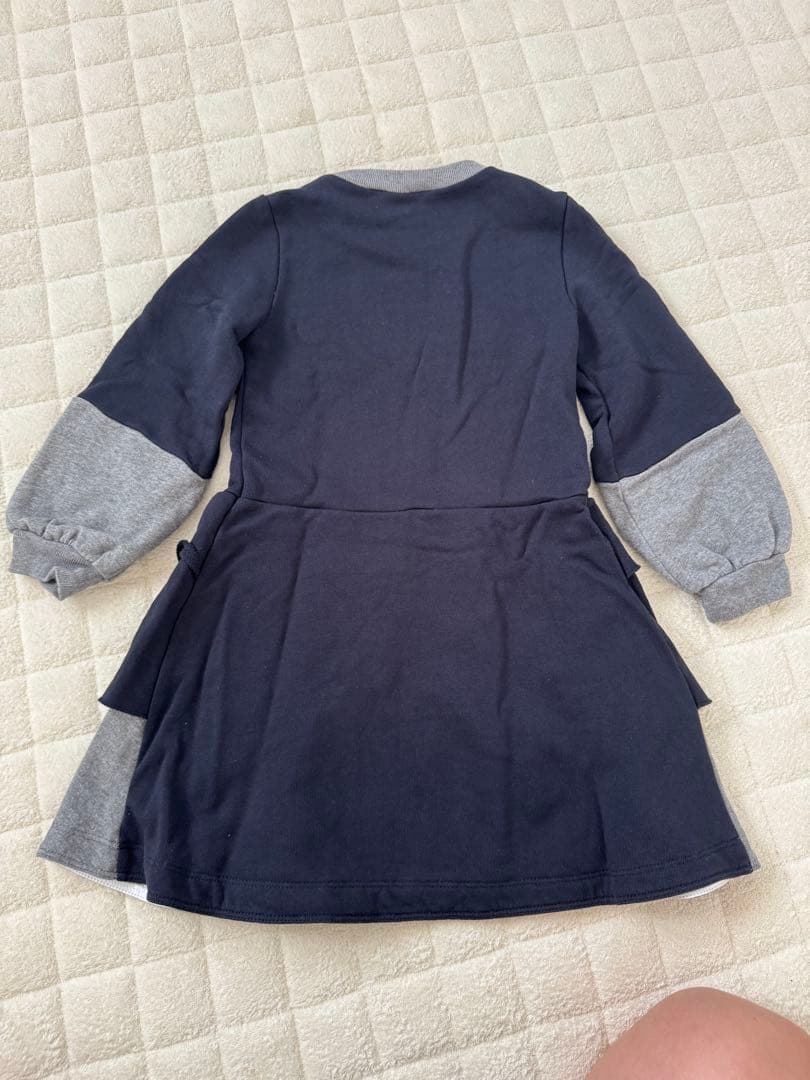 MARNI キッズ フリル付きワンピース ネイビー/グレー