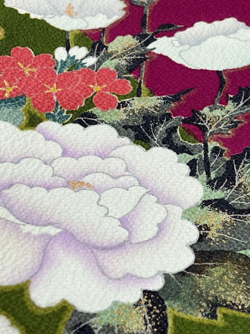 振り袖　フルセット　長襦袢　金彩加工　成人式　草花　作家物　ガード加工　676