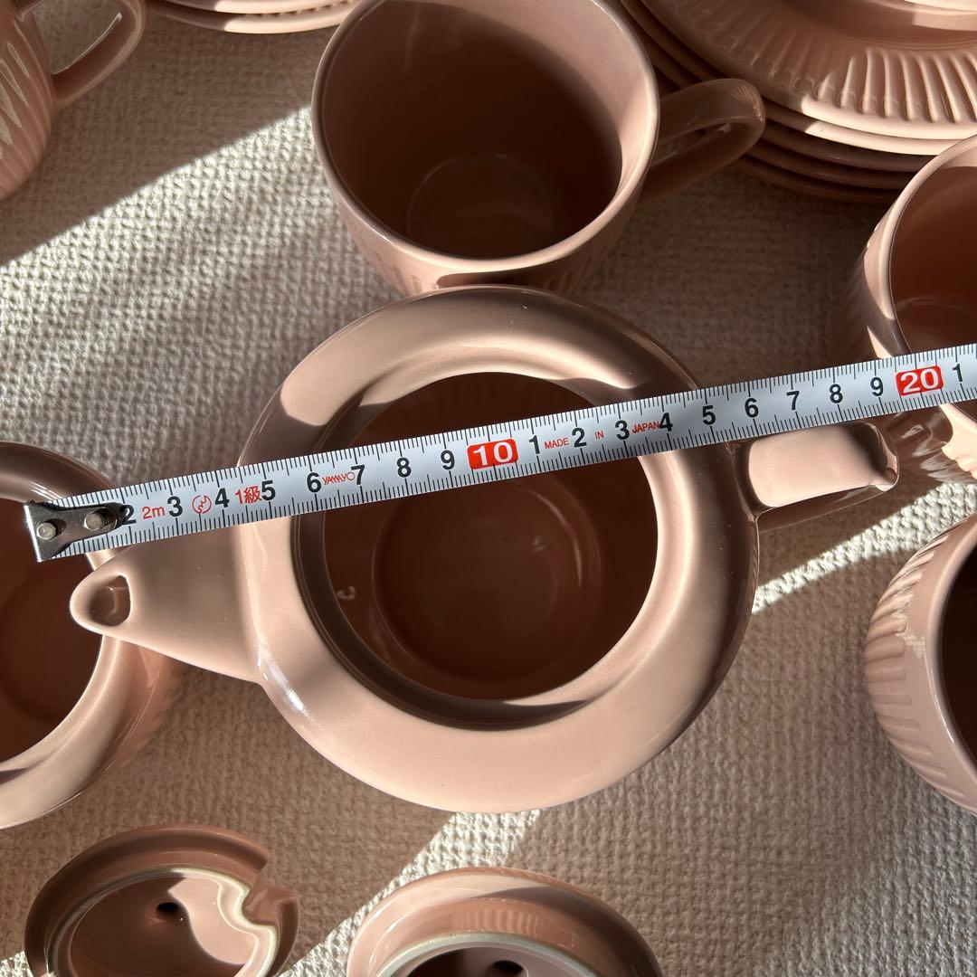 サーモンピンク陶器プレートセット　5客揃い　未使用