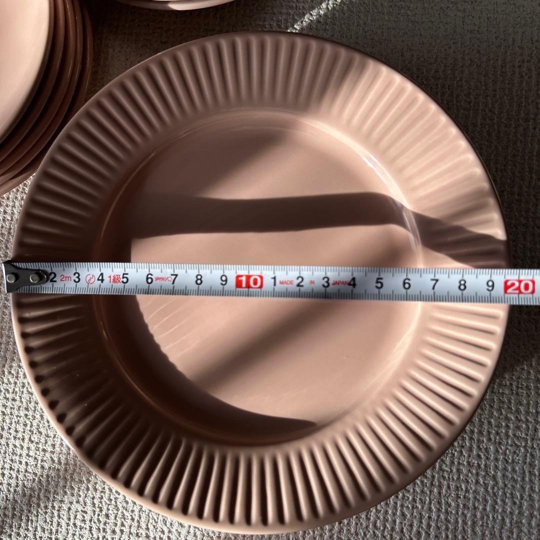 サーモンピンク陶器プレートセット　5客揃い　未使用