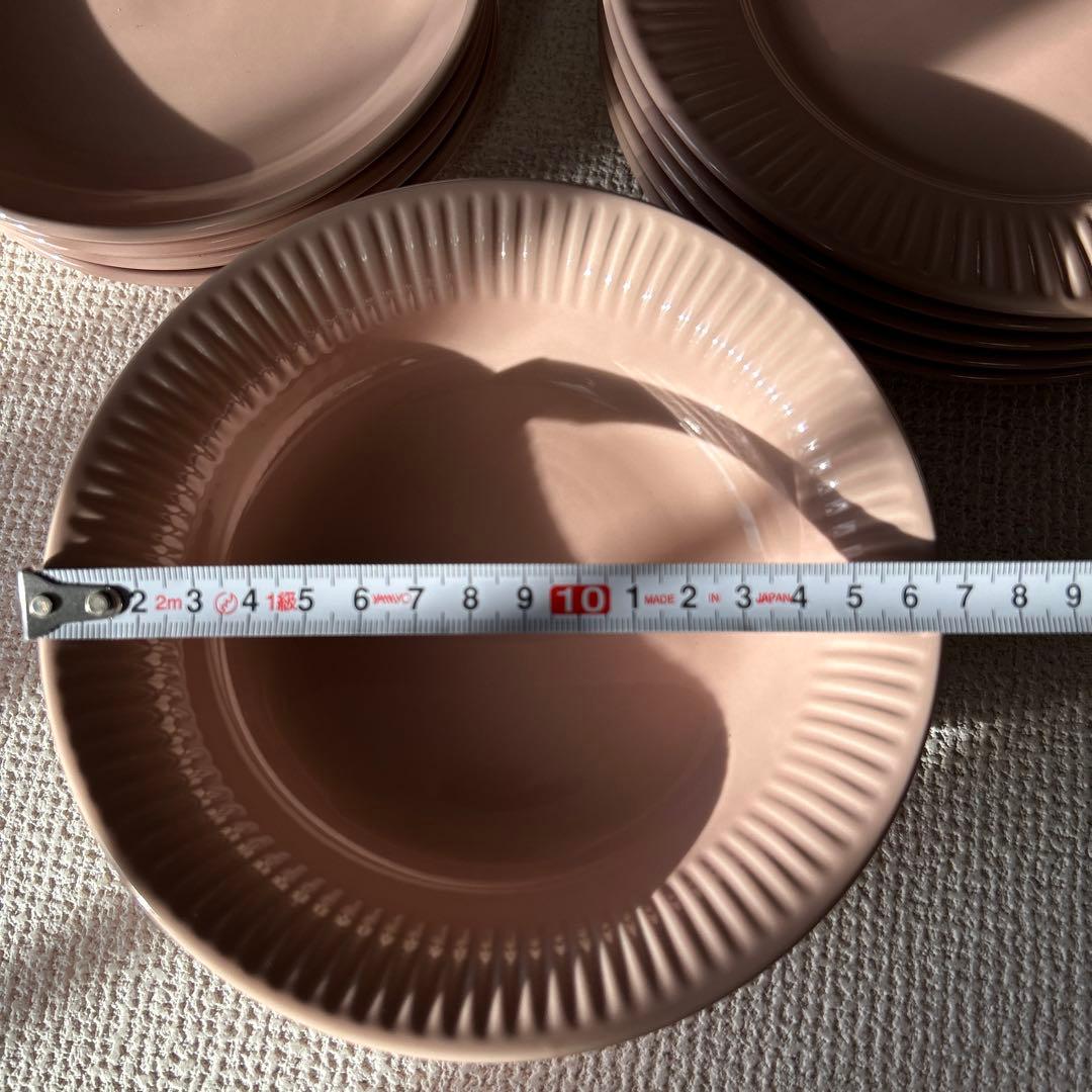 サーモンピンク陶器プレートセット　5客揃い　未使用