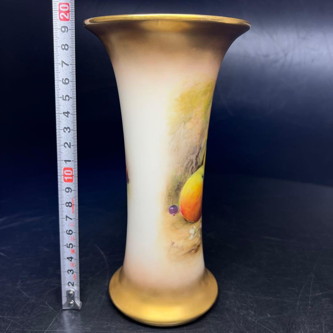 1924年イギリス　ロイヤルウースター　ペインテッドフルーツ花瓶　共箱