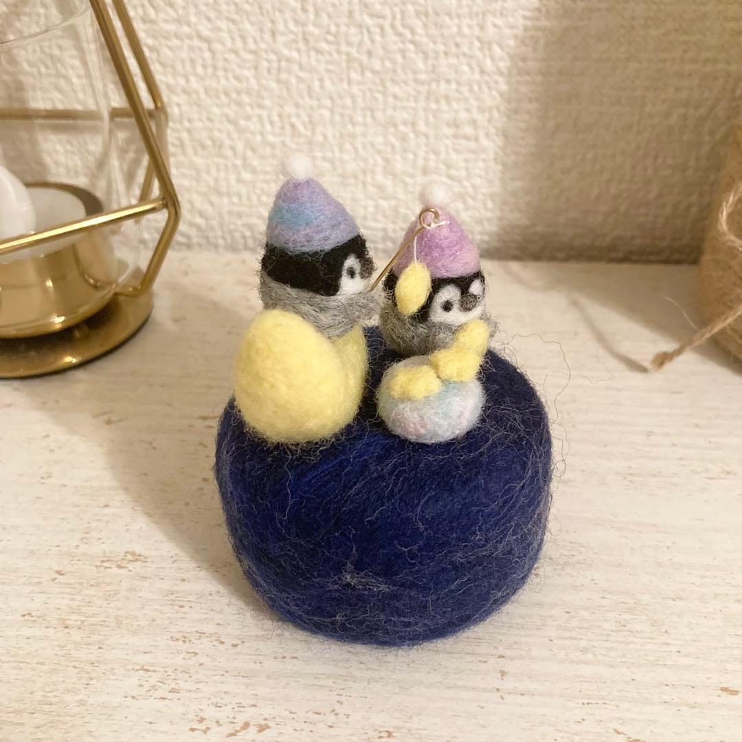 星を釣るペンギンさん　羊毛フェルト