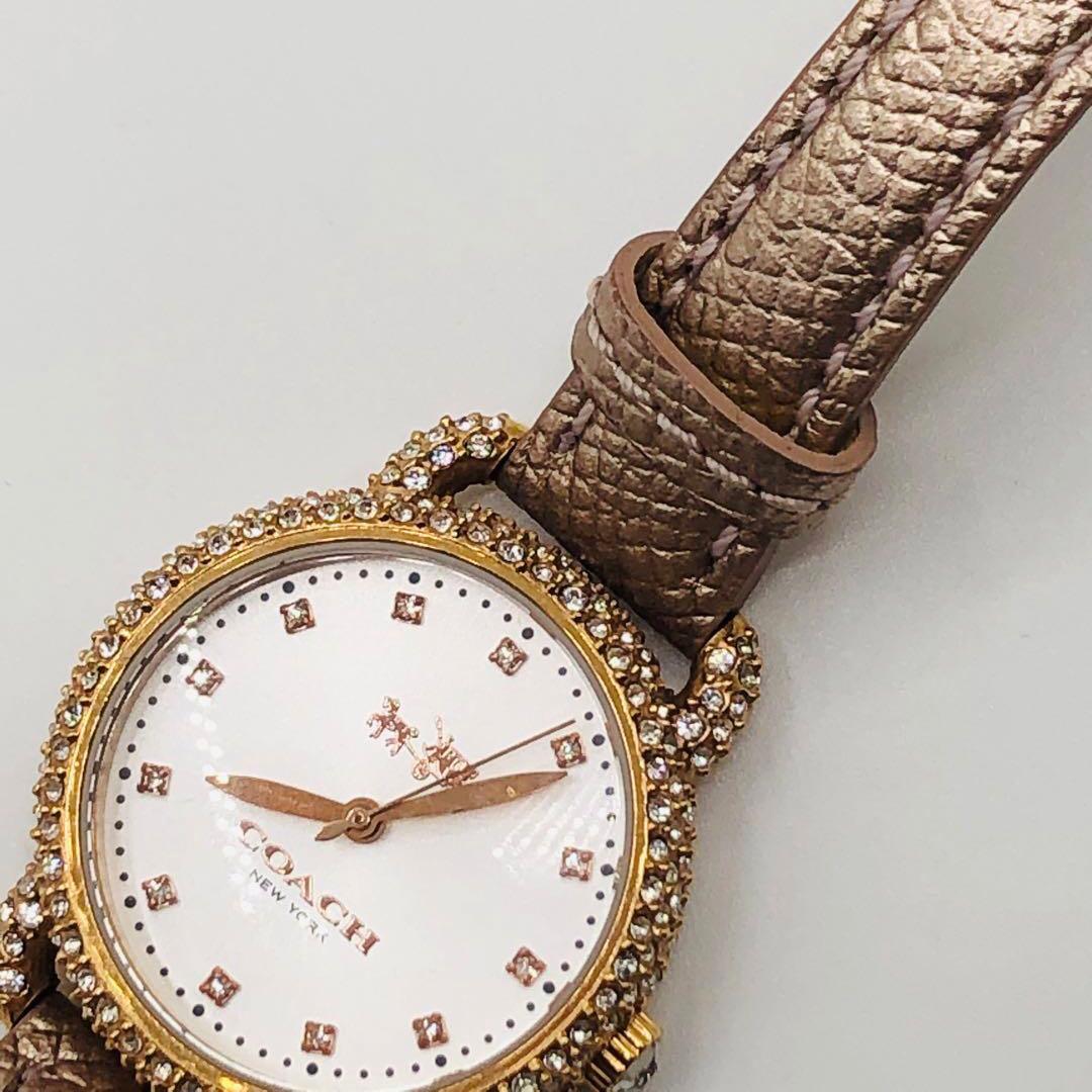 可動品　COACH 腕時計　 DELANCEY クォーツ　ピンク　レザー