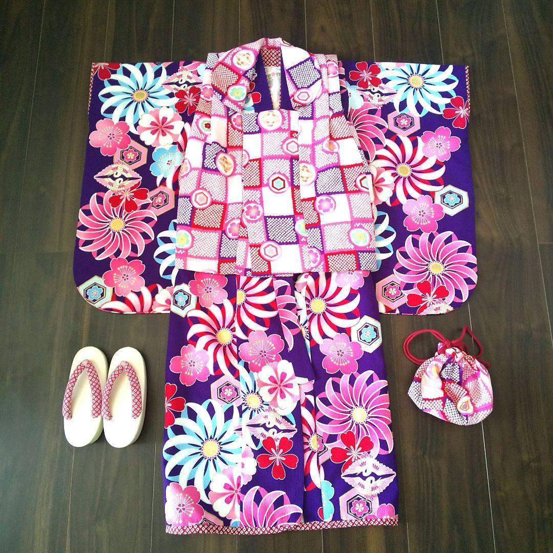 七五三 3歳 女の子 フルセット 被布 紫色 おしゃれ 今どき セット 753