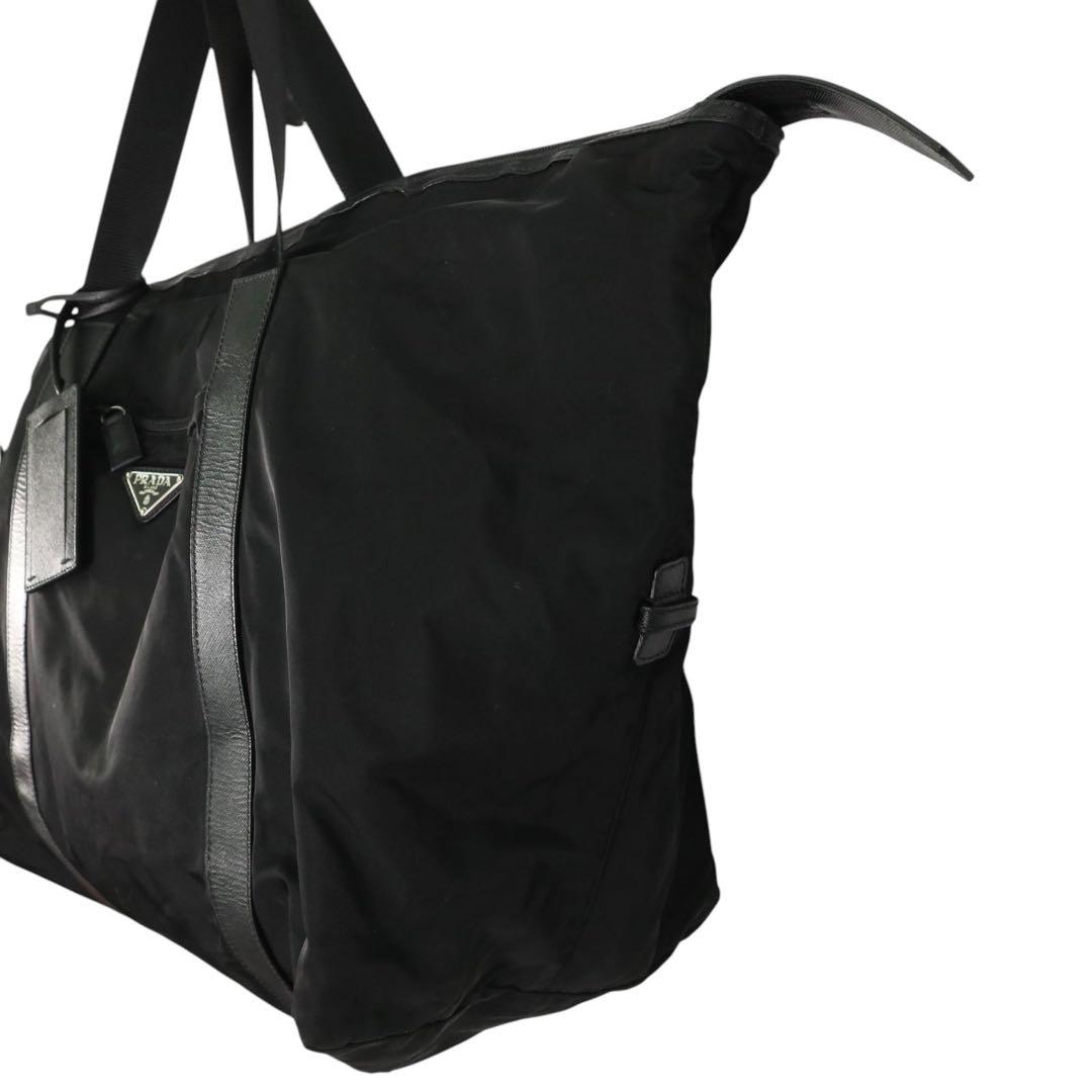 【大容量】PRADA プラダ ボストンバッグ 旅行カバン 三角プレートロゴ　黒