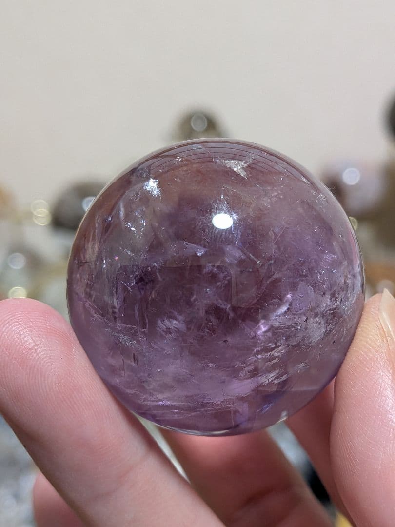 アメジスト☆スフィア☆ナミビア産☆希少☆高品質☆虹☆台座つき☆