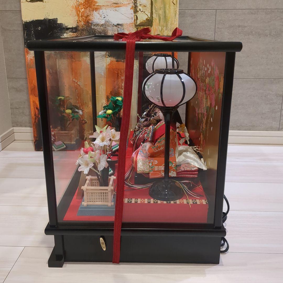 久月　よろこび雛　雛人形　お雛様　おひな様　ガラスケース　間口48cm