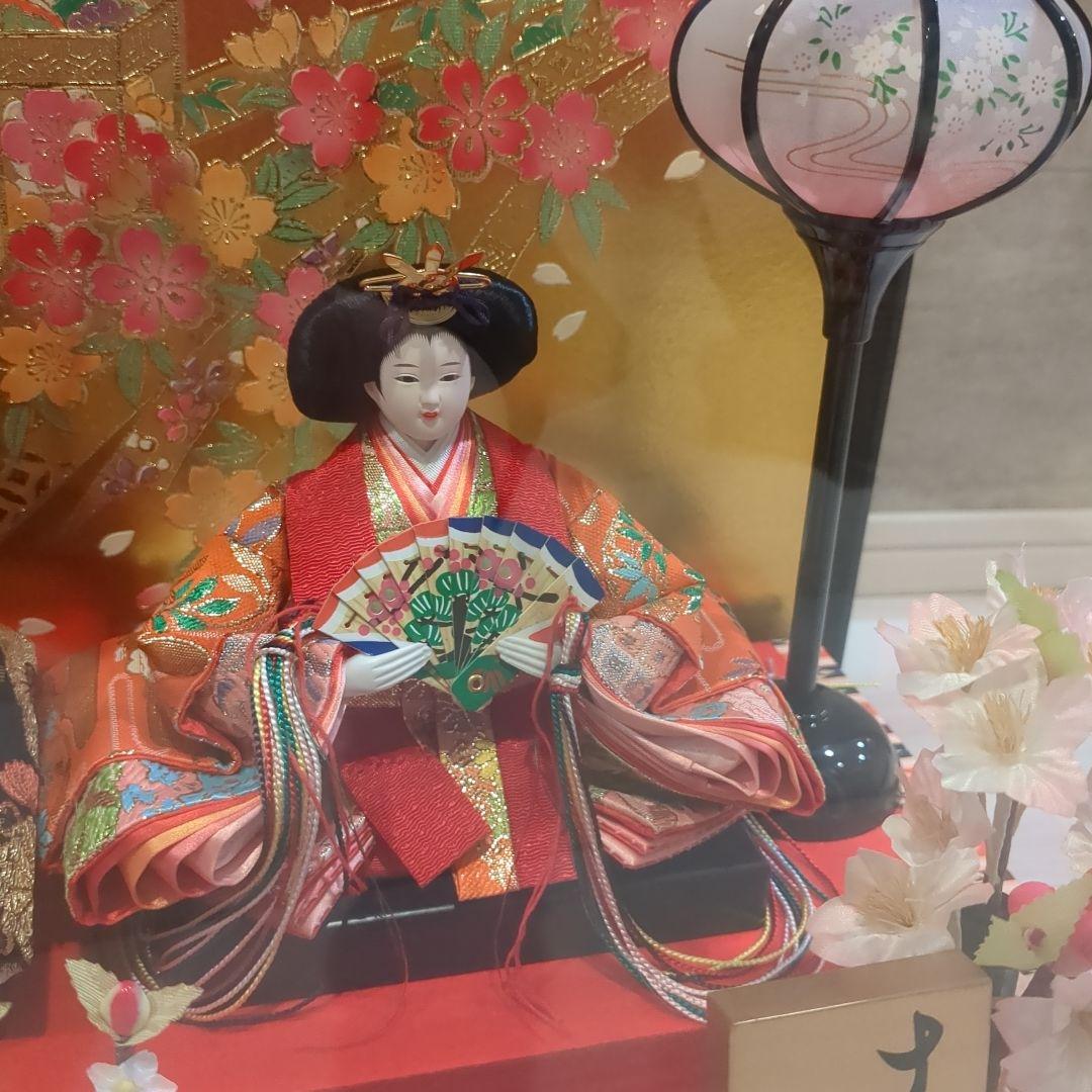 久月　よろこび雛　雛人形　お雛様　おひな様　ガラスケース　間口48cm