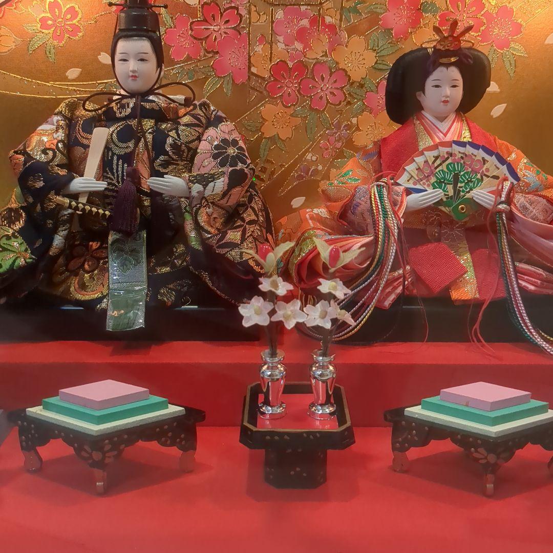 久月　よろこび雛　雛人形　お雛様　おひな様　ガラスケース　間口48cm