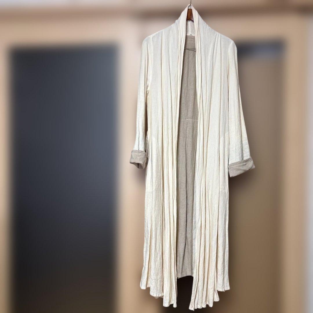 NAO 和田尚美さん麻の大人服　アイボリー✖️ベージュ　ロングコート