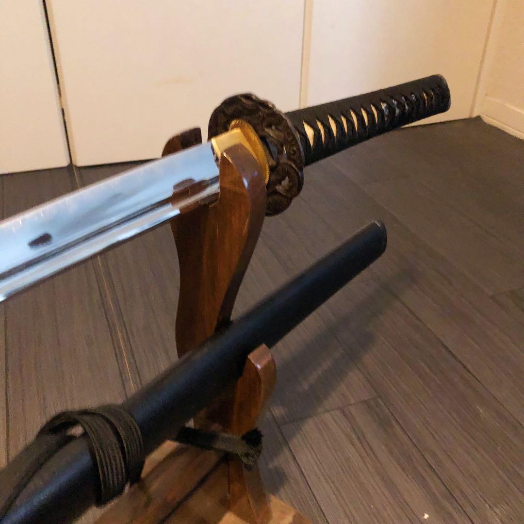 高級模造刀　居合刀　樋入り刀身　黒拵え　亜合金刀身