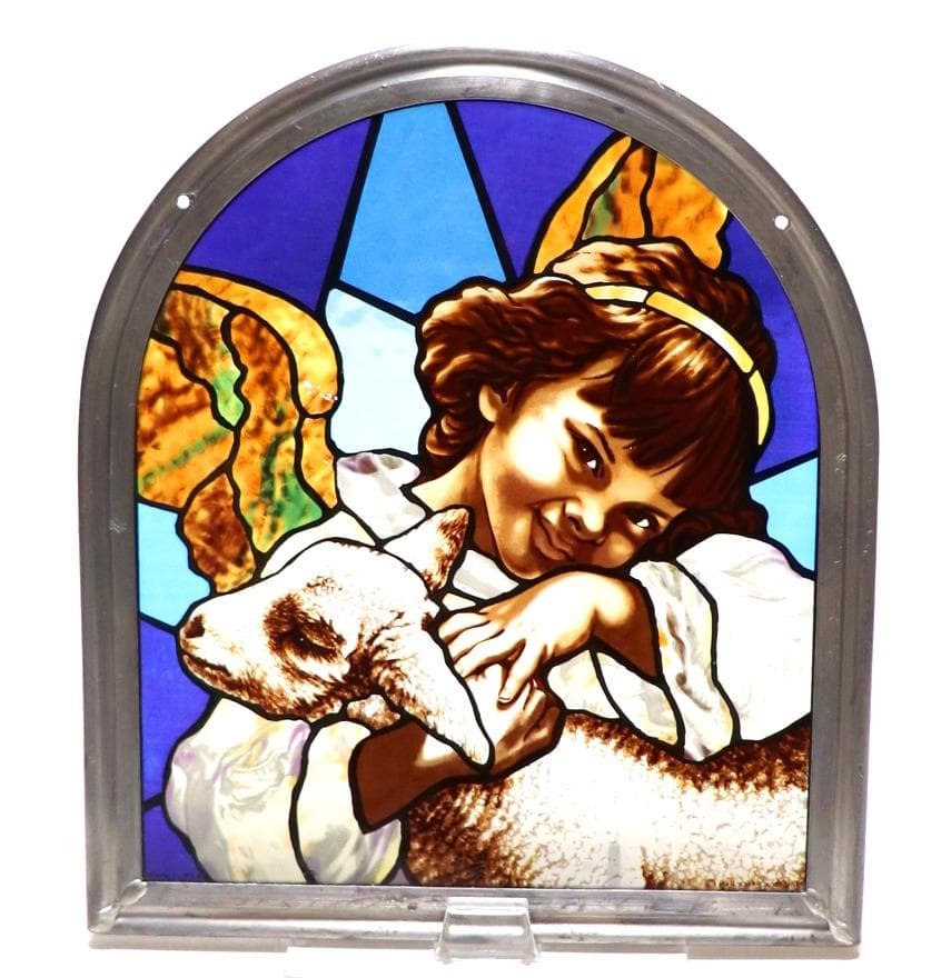 羊飼いの少女 キリスト ヴィンテージ ステンドグラス 美術館 イエス 宗教
