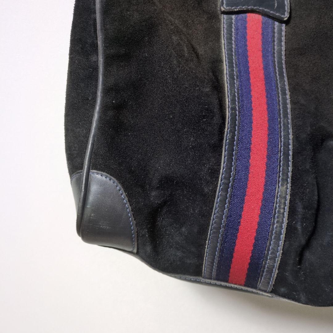 GUCCI グッチ ボストンバッグ スエード シェリーライン 黒　本革