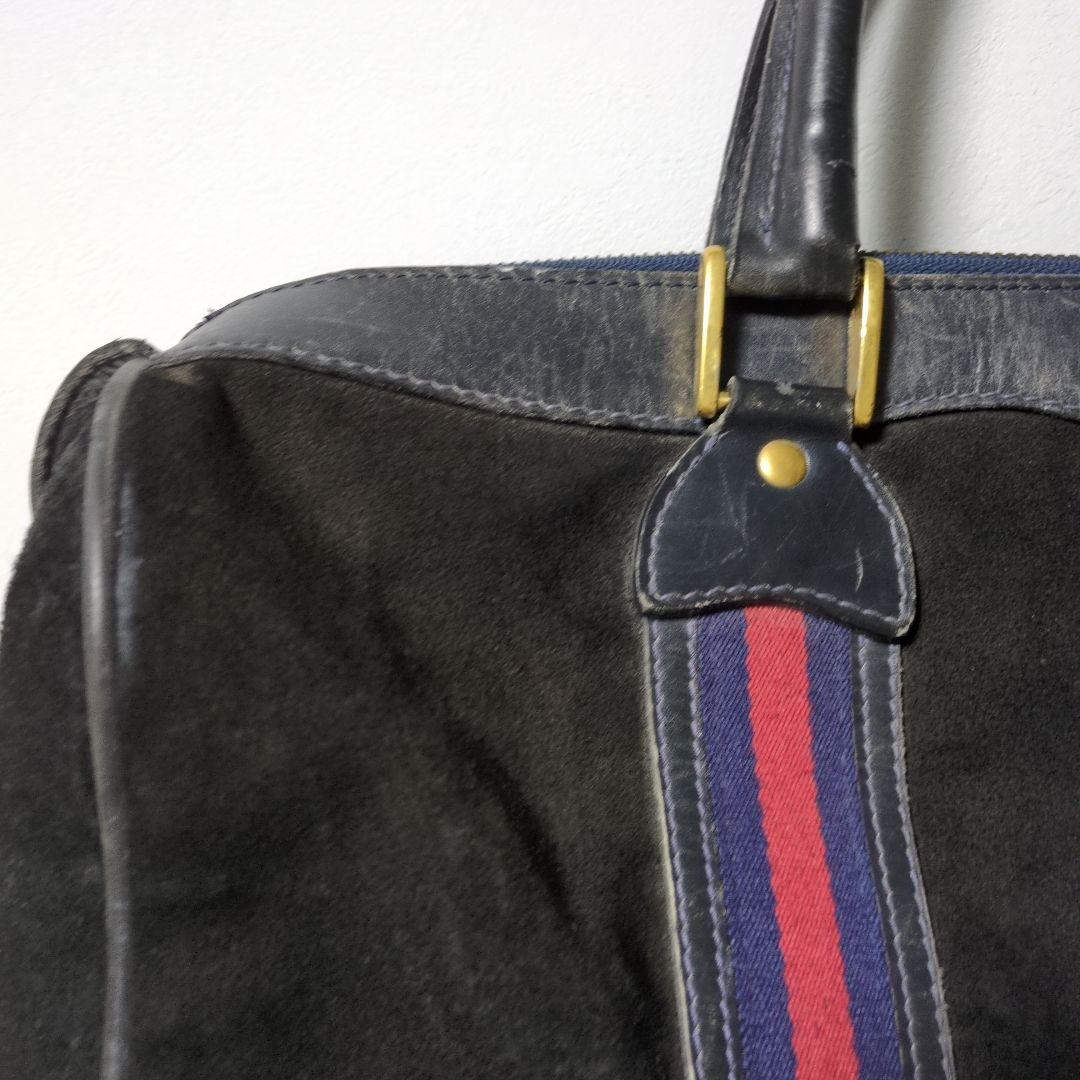GUCCI グッチ ボストンバッグ スエード シェリーライン 黒　本革