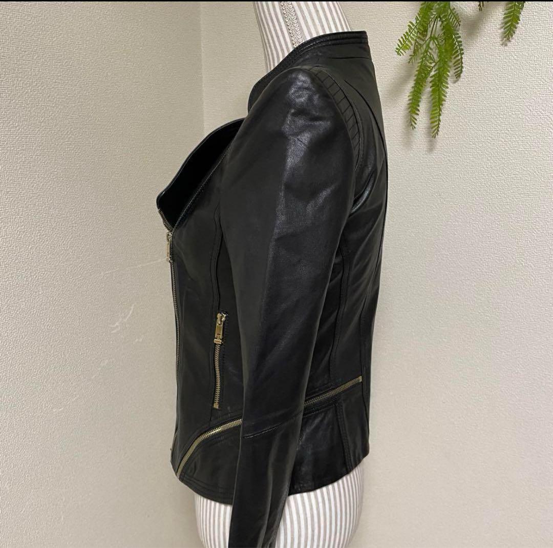 ヴェロモーダ　【L】希少品　新品　ヤギ革レザージャケット 革ジャン　黒　男女