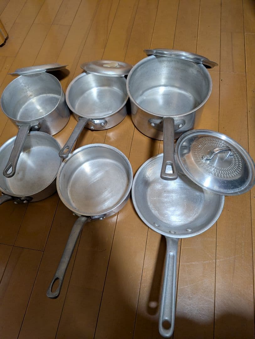 アルミ製片手鍋 6個セット 蓋4付