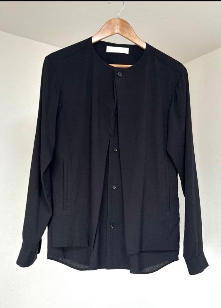 ETHOSENS エトセンス リネン ノーカラー レイヤードシャツ SIZE 2