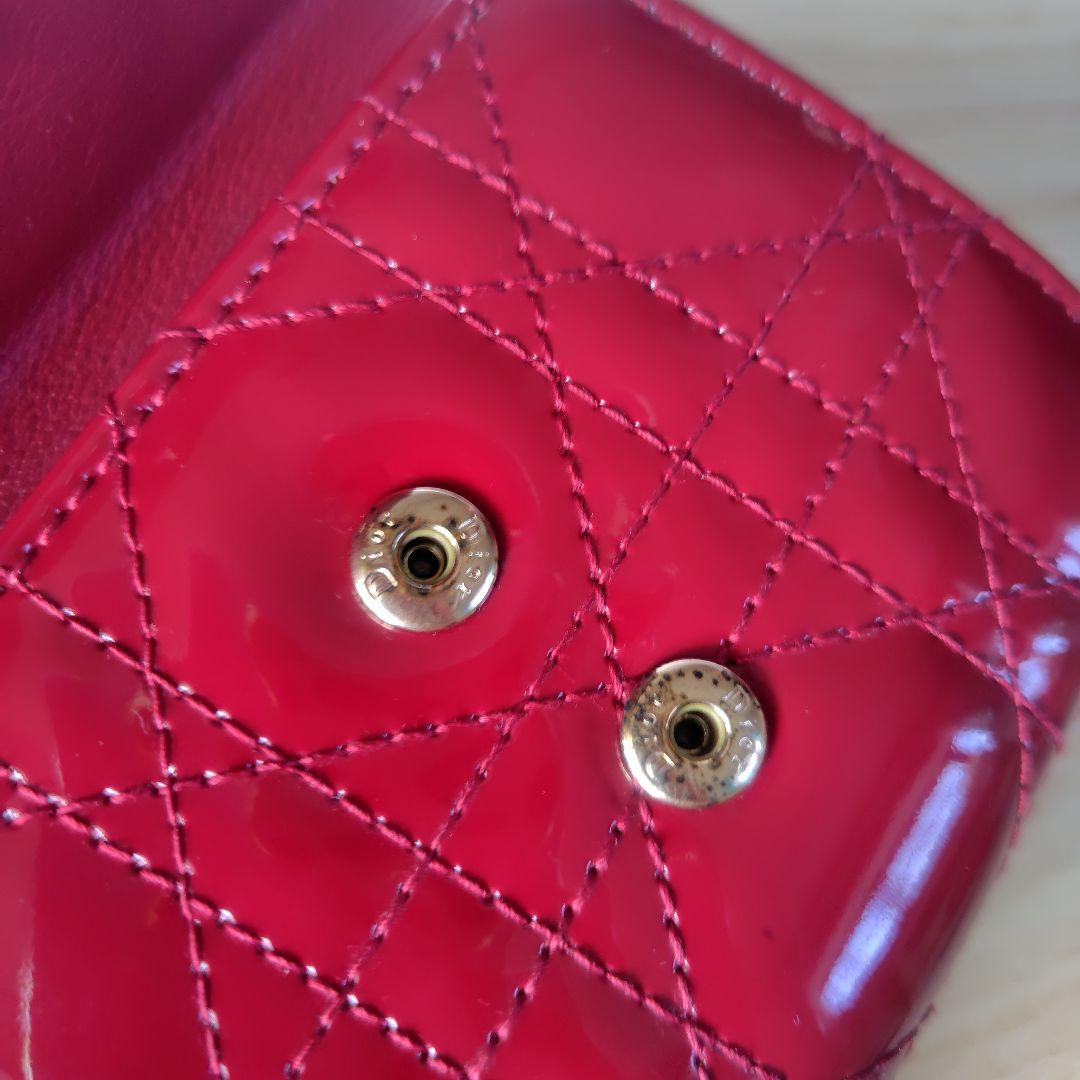 Dior 赤 エナメルレザー 三つ折り財布