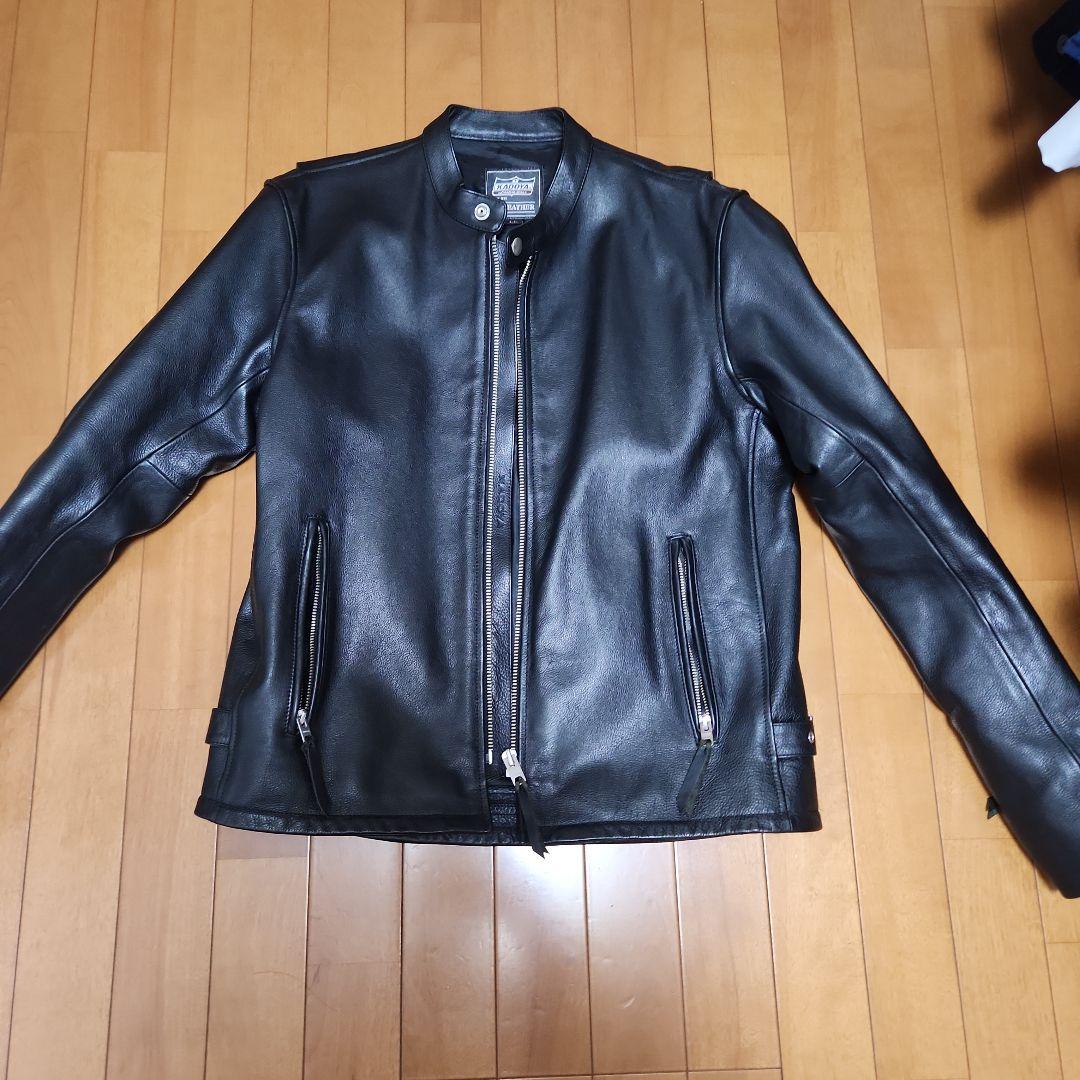 美品 KADOYA カドヤ シングルライダースジャケット 本革 牛革 LL 黒
