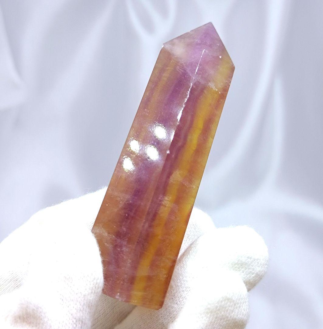 キャンディ フローライト　ポイント　お買い得 4本 セット　六角柱　ストライプ