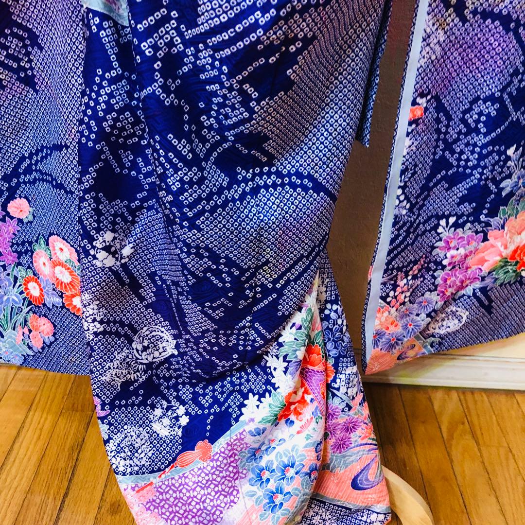 七五三7歳‼️豪華絞り柄風御所車牡丹花々金糸刺繍煌びやか全てついてる完全フルセット