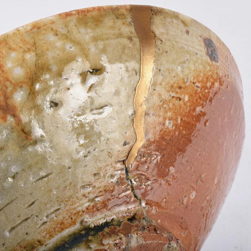 茶道具　信楽焼　平茶碗　銘布引　金継直し　堀内宗完(兼中斎)極め箱　VR9024