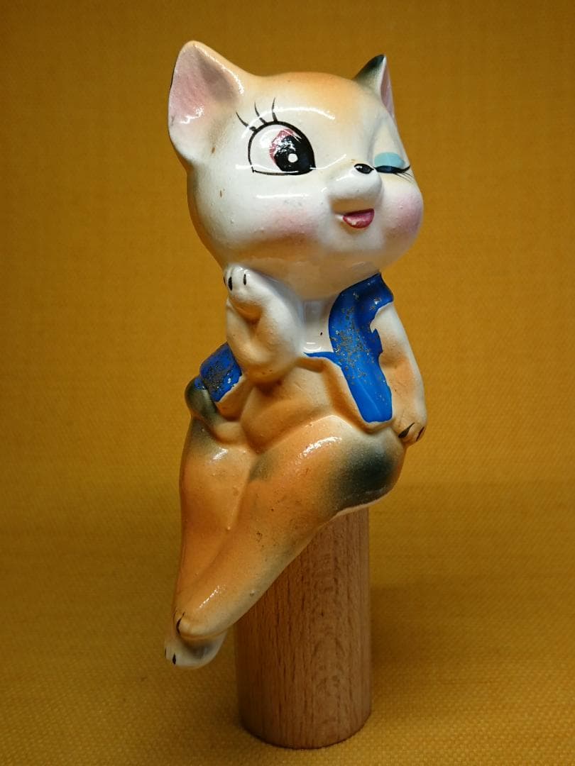 人形　ネコ　ブタ　陶器　オブジェ　置物　インテリア　工芸品　美術品　A1271