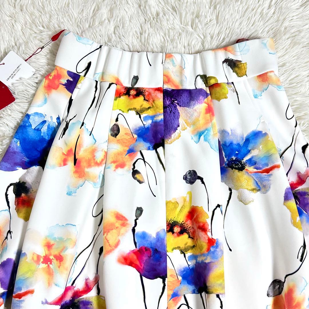 新品⭐️3.1万 ヴィヴィアンタム 水彩画 スカート 花柄 40 白 フレア 希少