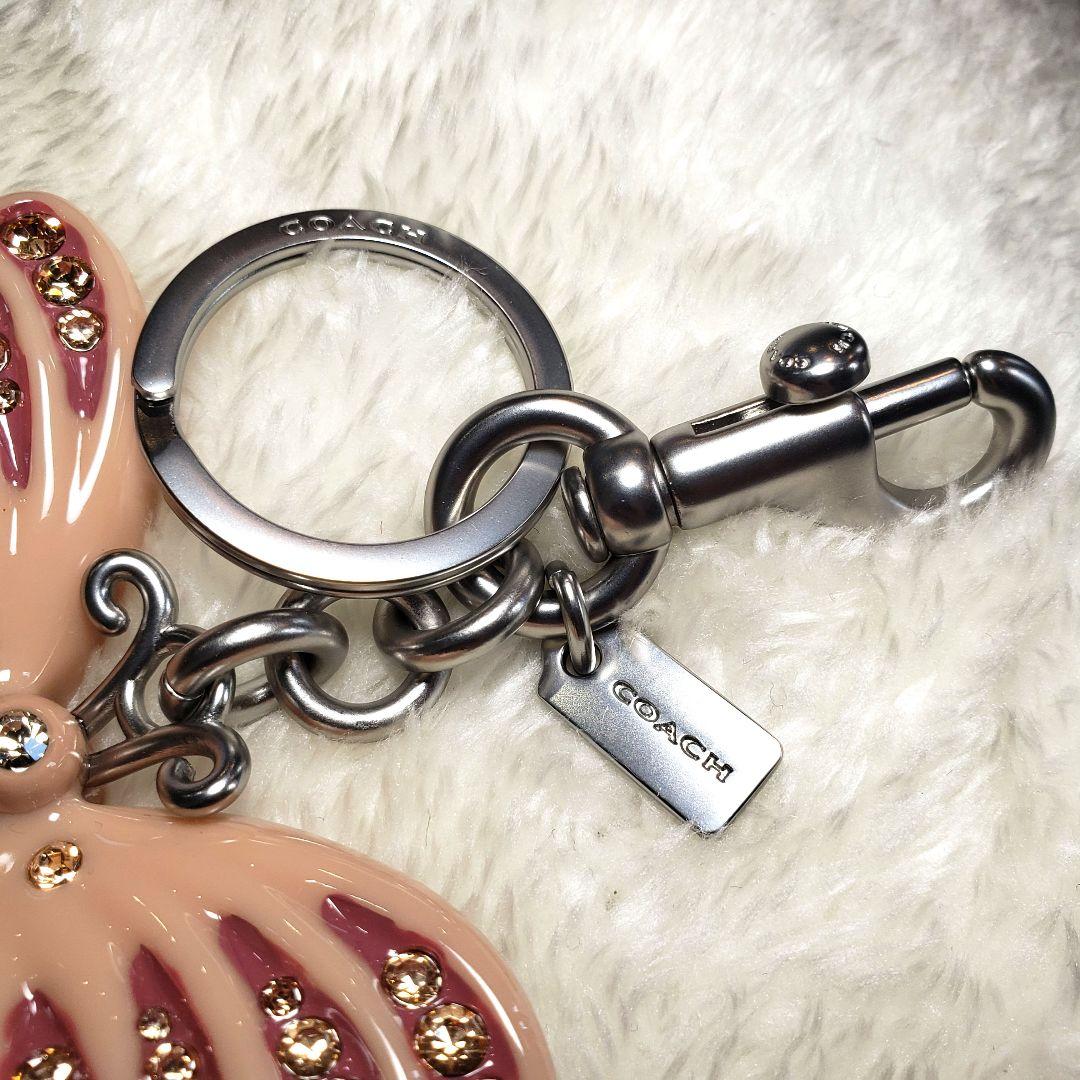 COACH コーチ 3D立体ビジューバタフライ蝶々キーホルダー未使用級極美品