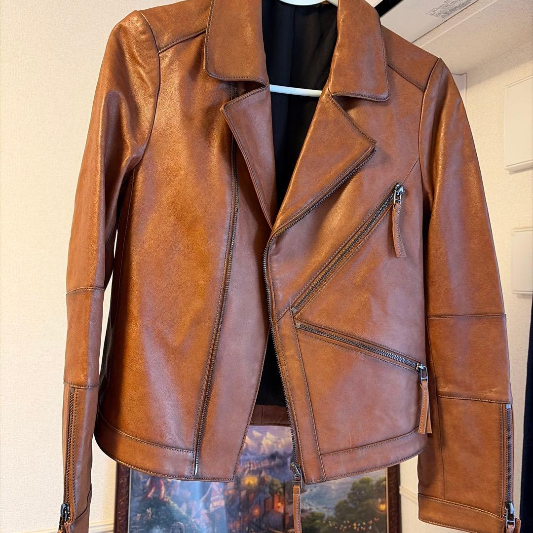 ブラウン ライダースジャケット