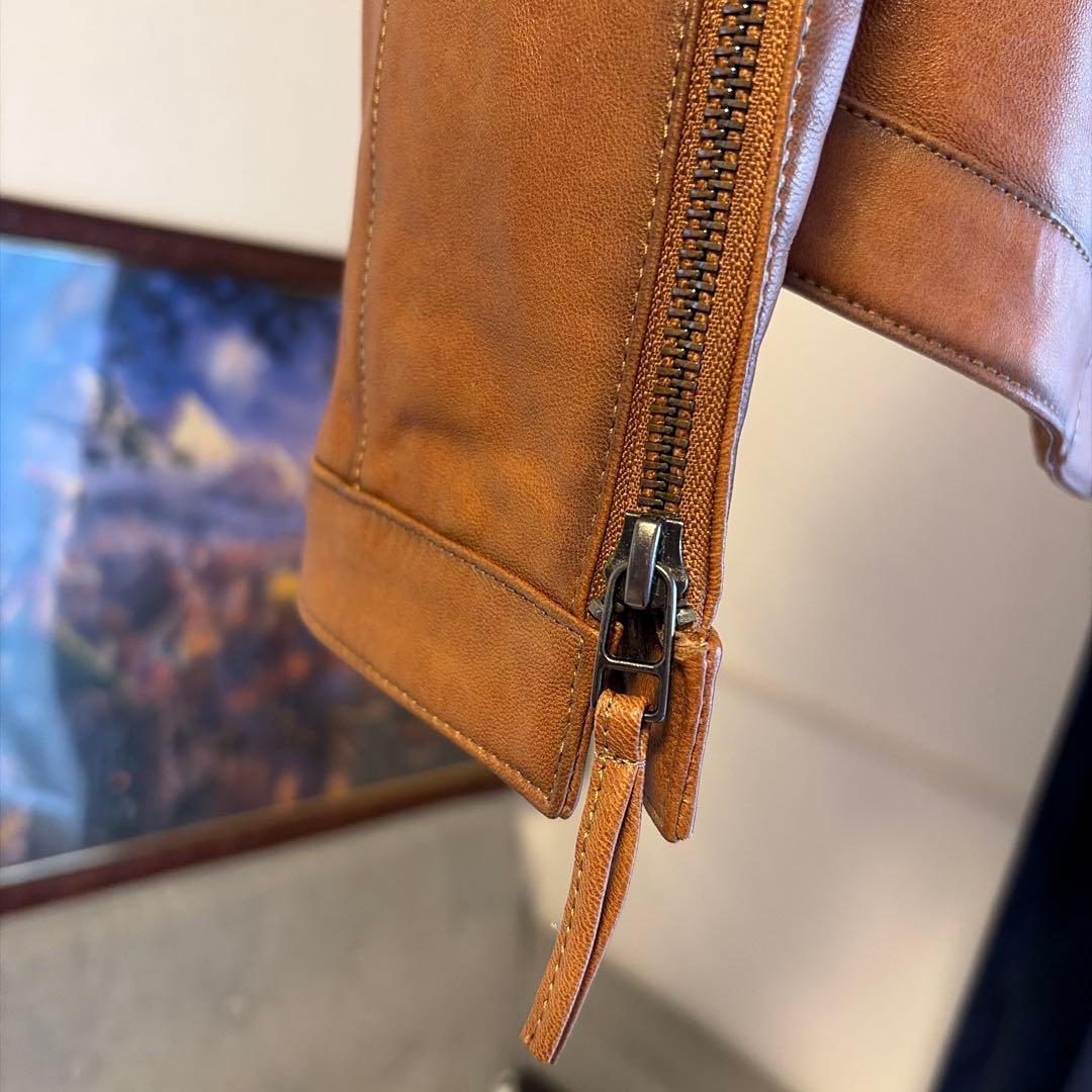 ブラウン ライダースジャケット