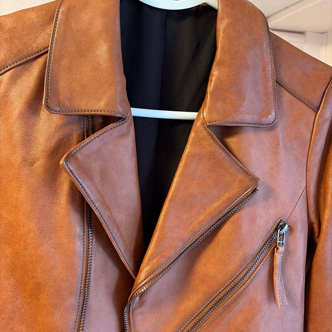 ブラウン ライダースジャケット