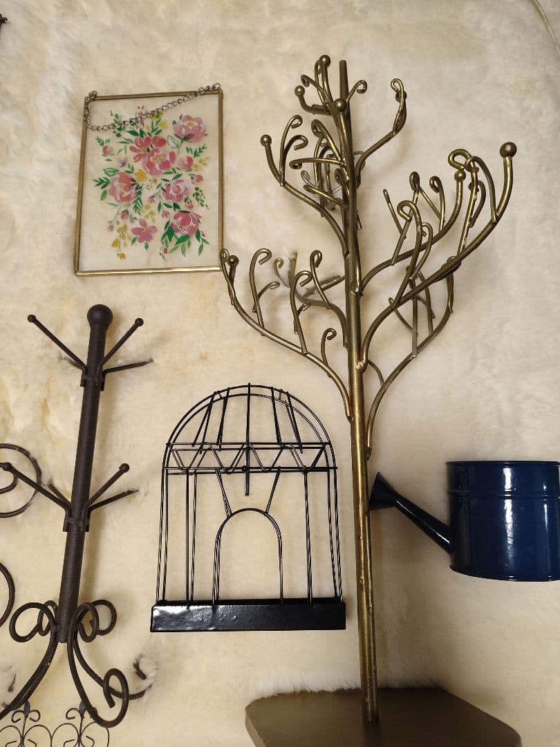 金属製ツリー型スタンドとミニジョウロのセット