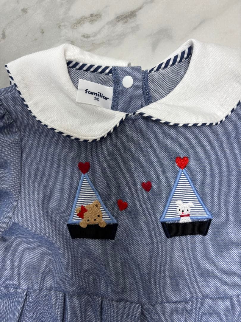 【ファミリア】衿つき半袖ワンピース 90cm【familiar】