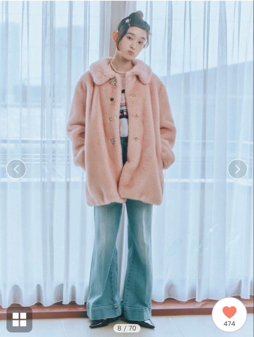 LILY BROWN×MARY QUANT デイジービジュー釦ファーコート