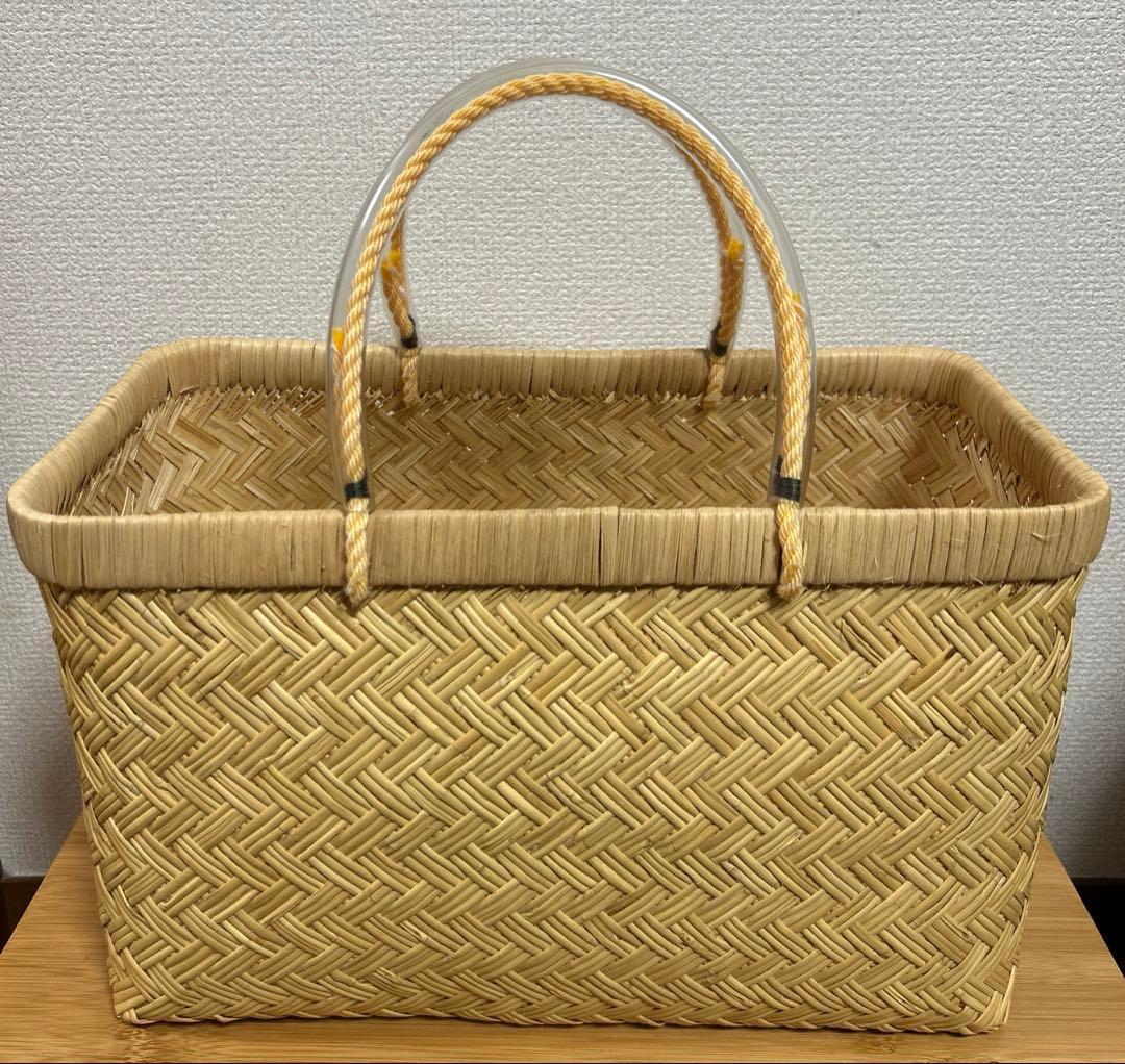 国産　篠竹市場カゴ　希少　カゴバッグ
